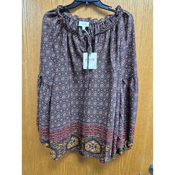 Bohemian Printed Long Sleeve Blouse Womens Plus Size 1X - Picture 2 of 5